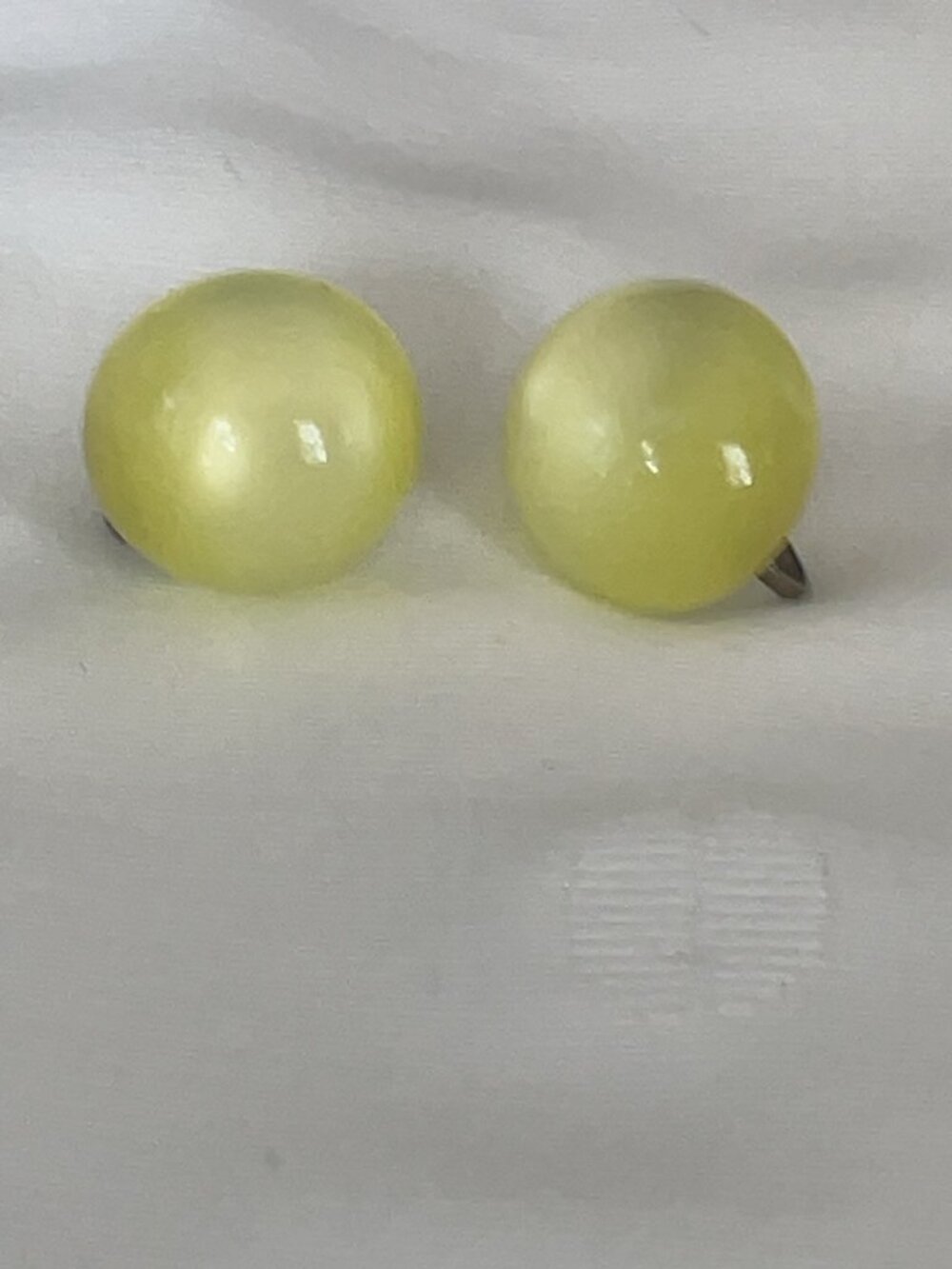 Vintage Chartreuse Green Dome Screw Back Earrings | Retro Button Earrings